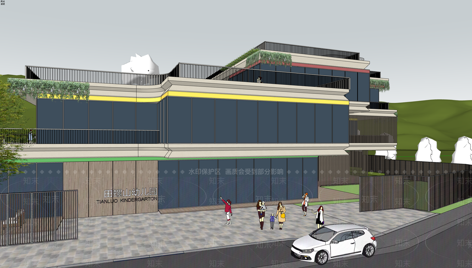 现代幼儿园建筑SU模型下载【ID:1203090670】