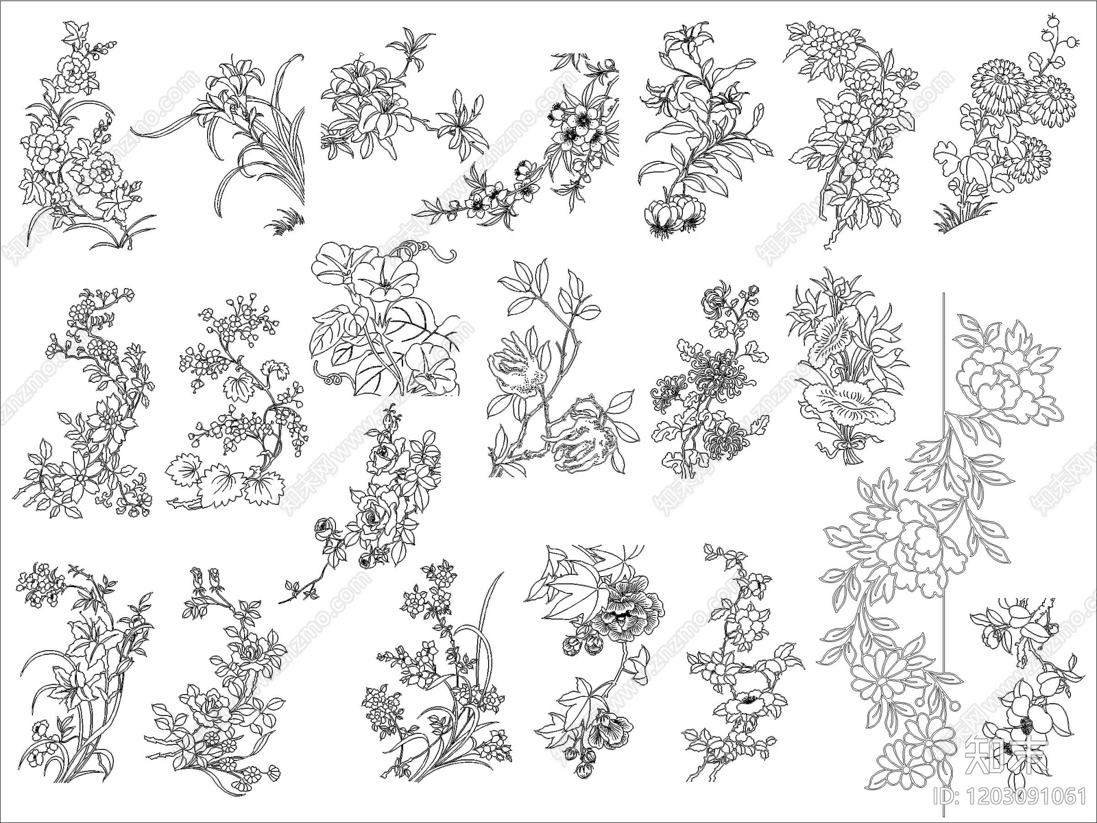 现代花CAD图纸