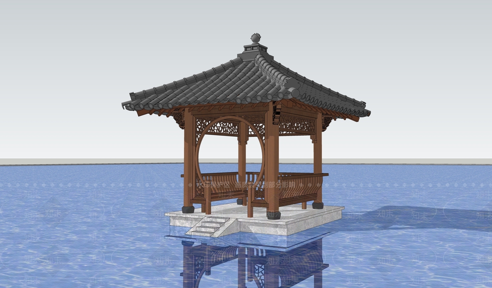 中式亭子SU模型下载【ID:1203095387】