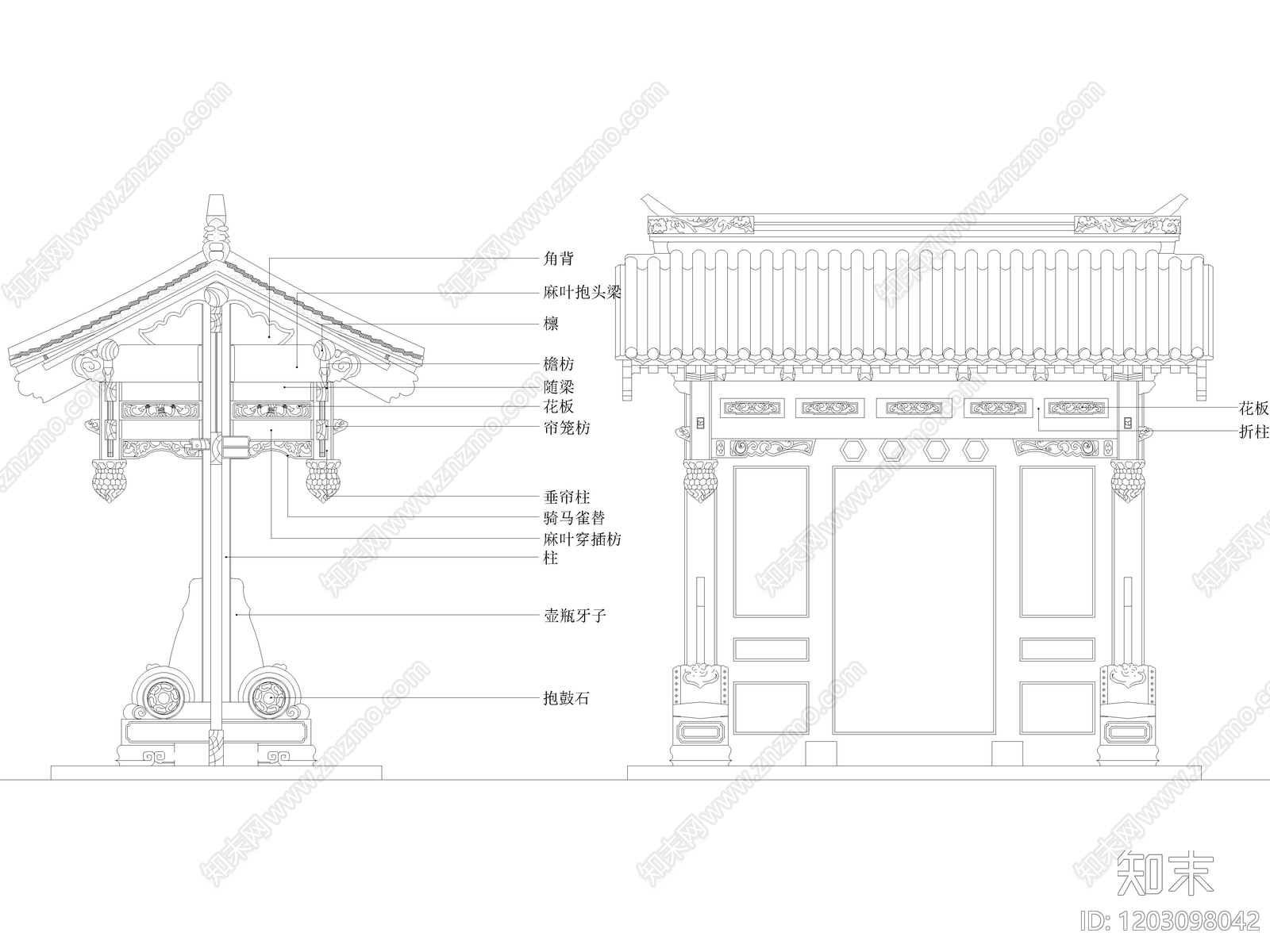 中式入户大门庭院门格门CAD施工图图库cad施工图下载【ID:1203098042】