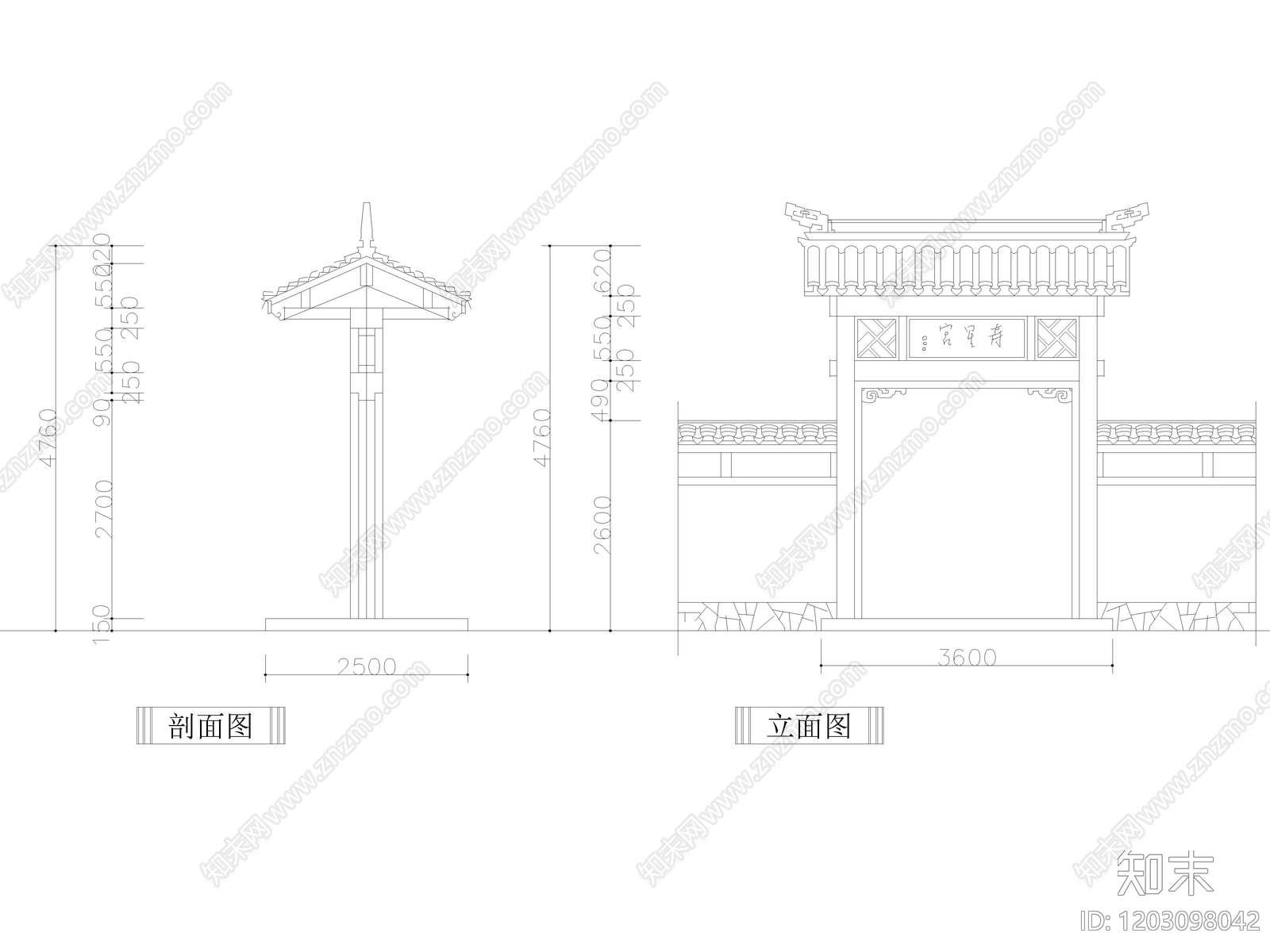 中式入户大门庭院门格门CAD施工图图库cad施工图下载【ID:1203098042】