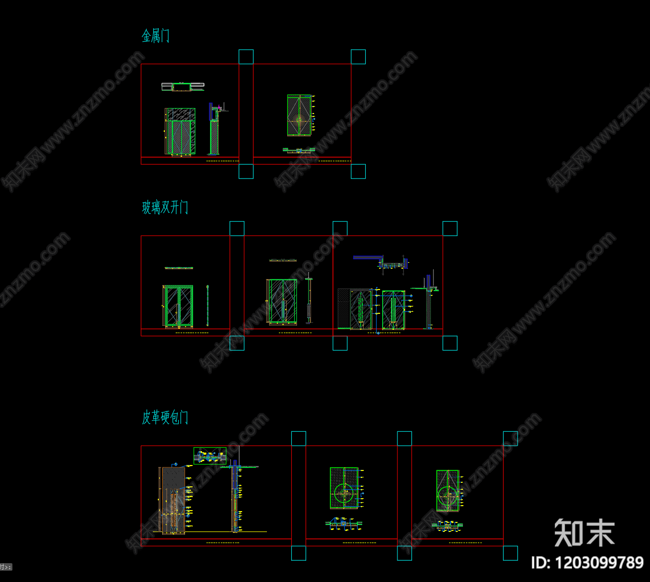 现代综合门节点cad施工图下载【ID:1203099789】