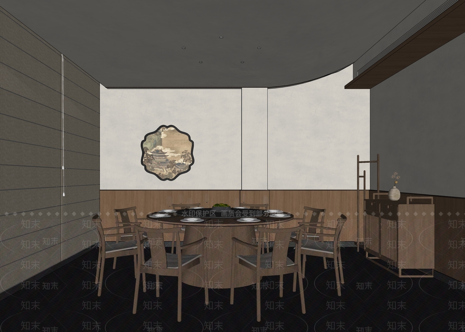 新中式现代包厢SU模型下载【ID:1203099634】