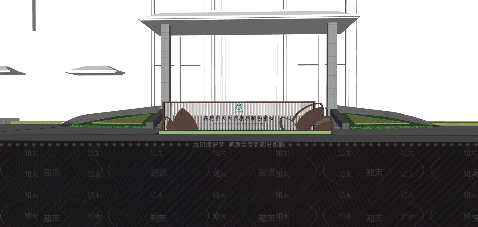 新中式景墙SU模型下载【ID:1203100518】