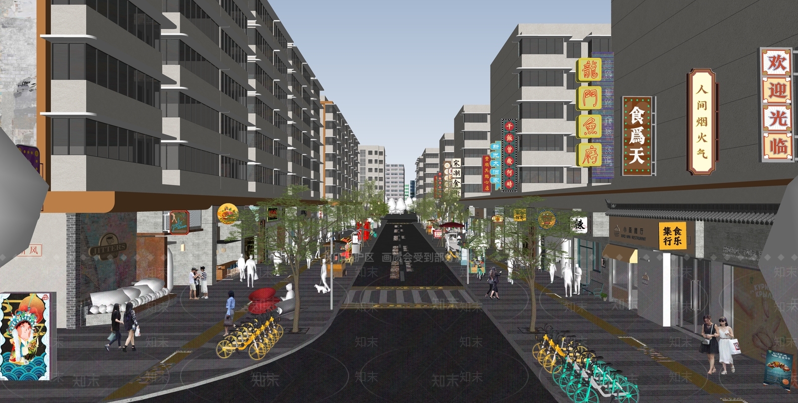 现代商业街SU模型下载【ID:1203101155】