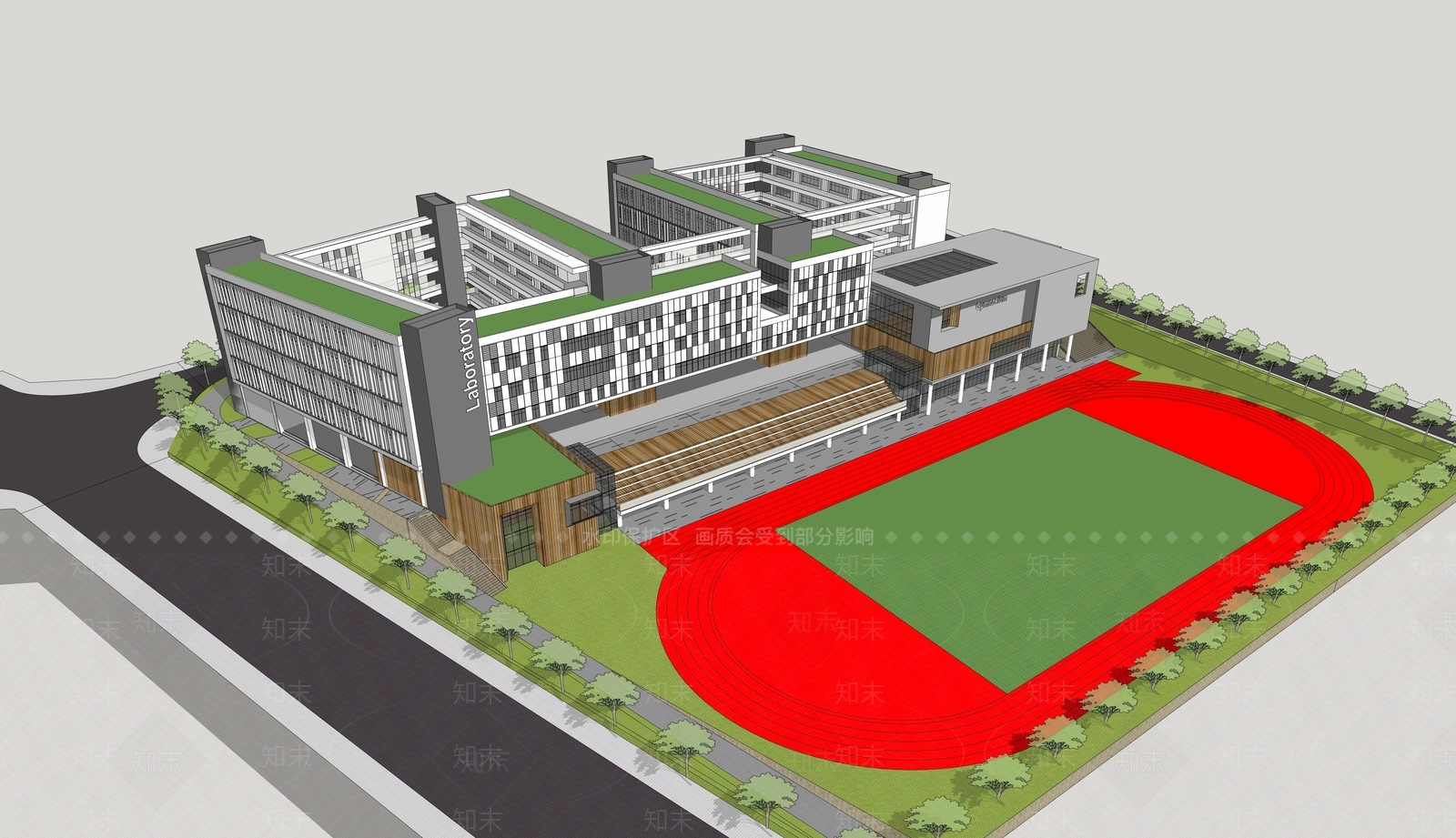 现代学校建筑SU模型下载【ID:1203101322】