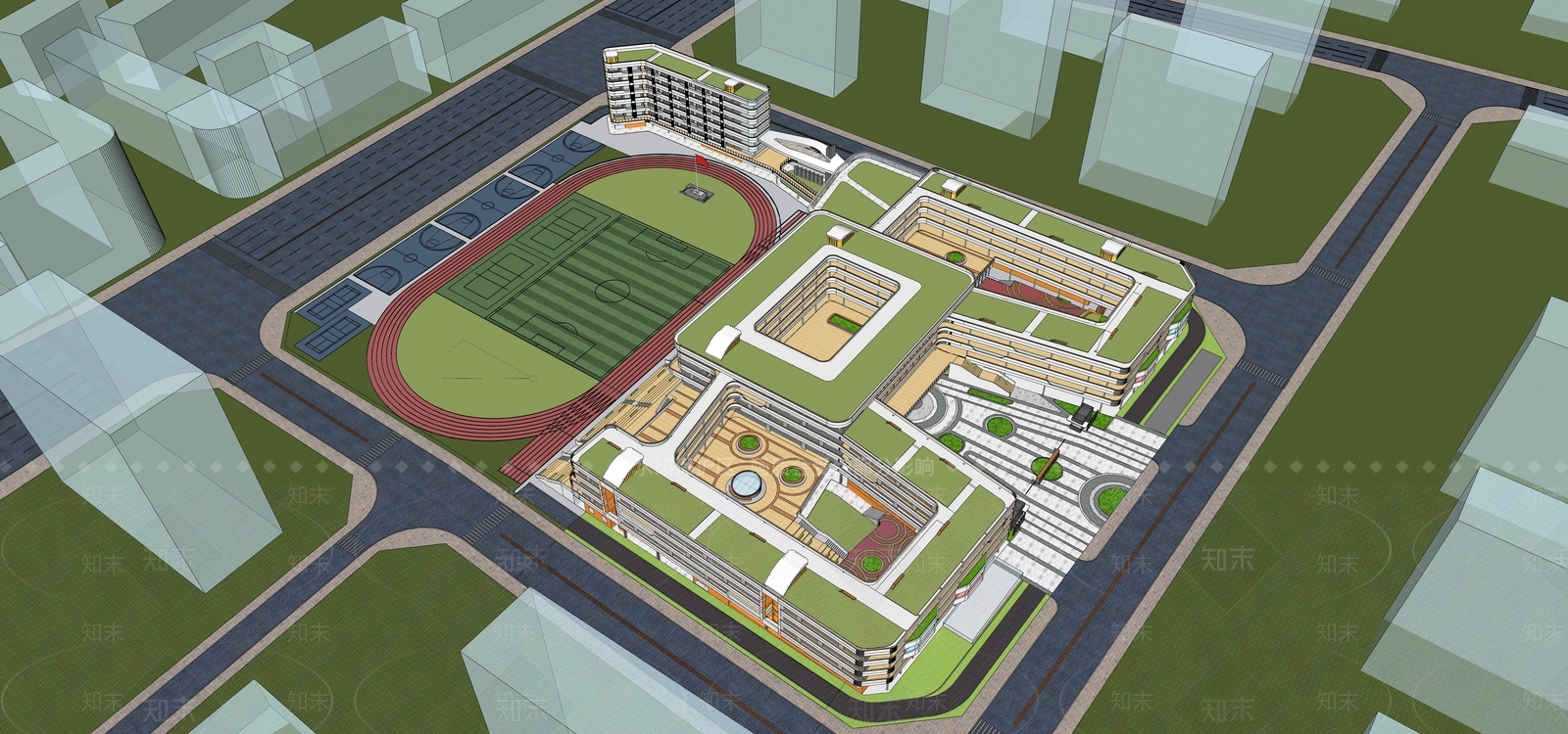 现代小学SU模型下载【ID:1203102159】