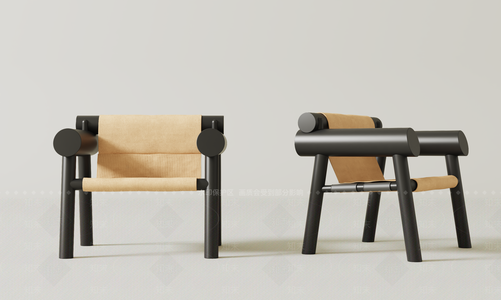 侘寂中古休闲椅3D模型下载【ID:1203103687】