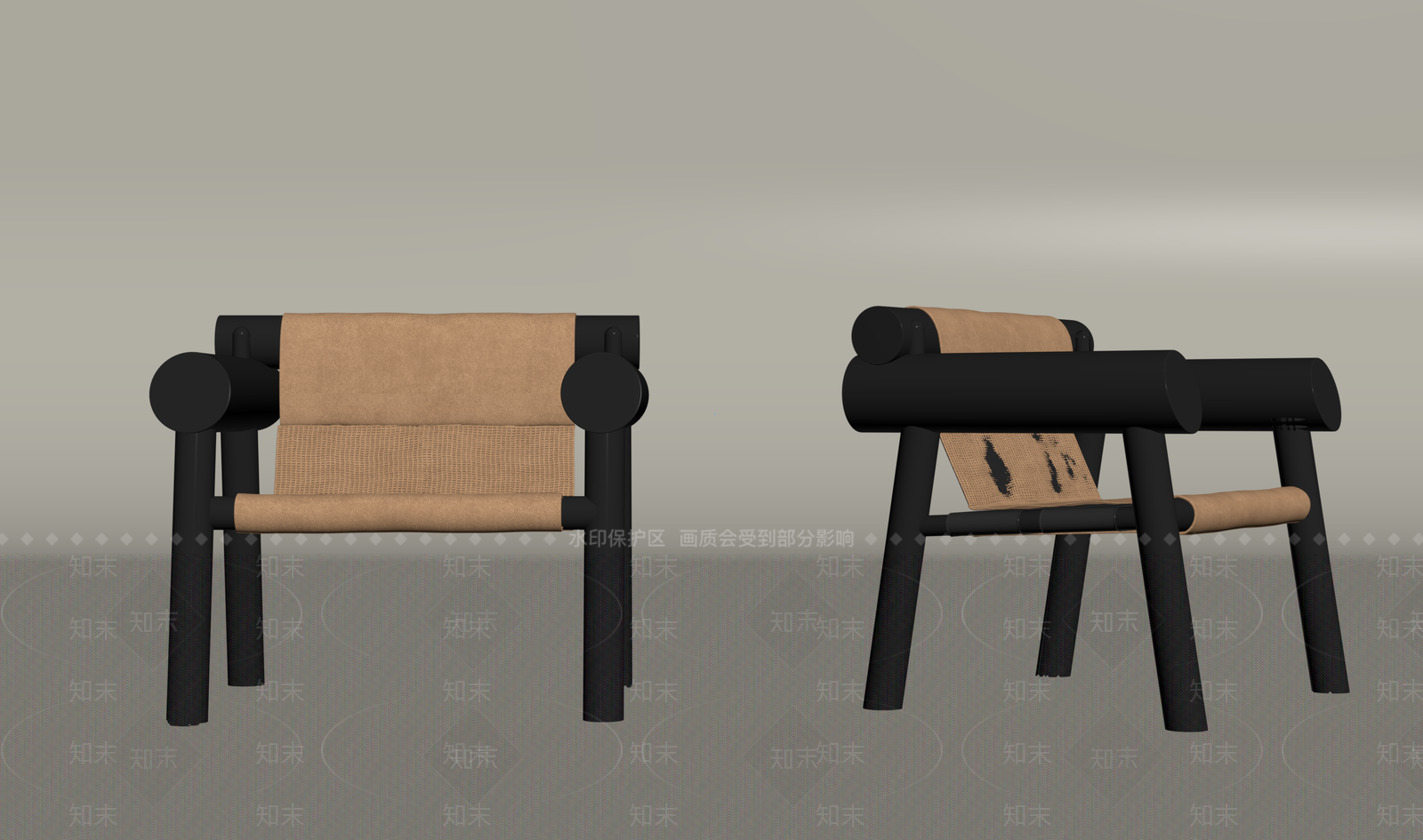 侘寂中古休闲椅3D模型下载【ID:1203103687】