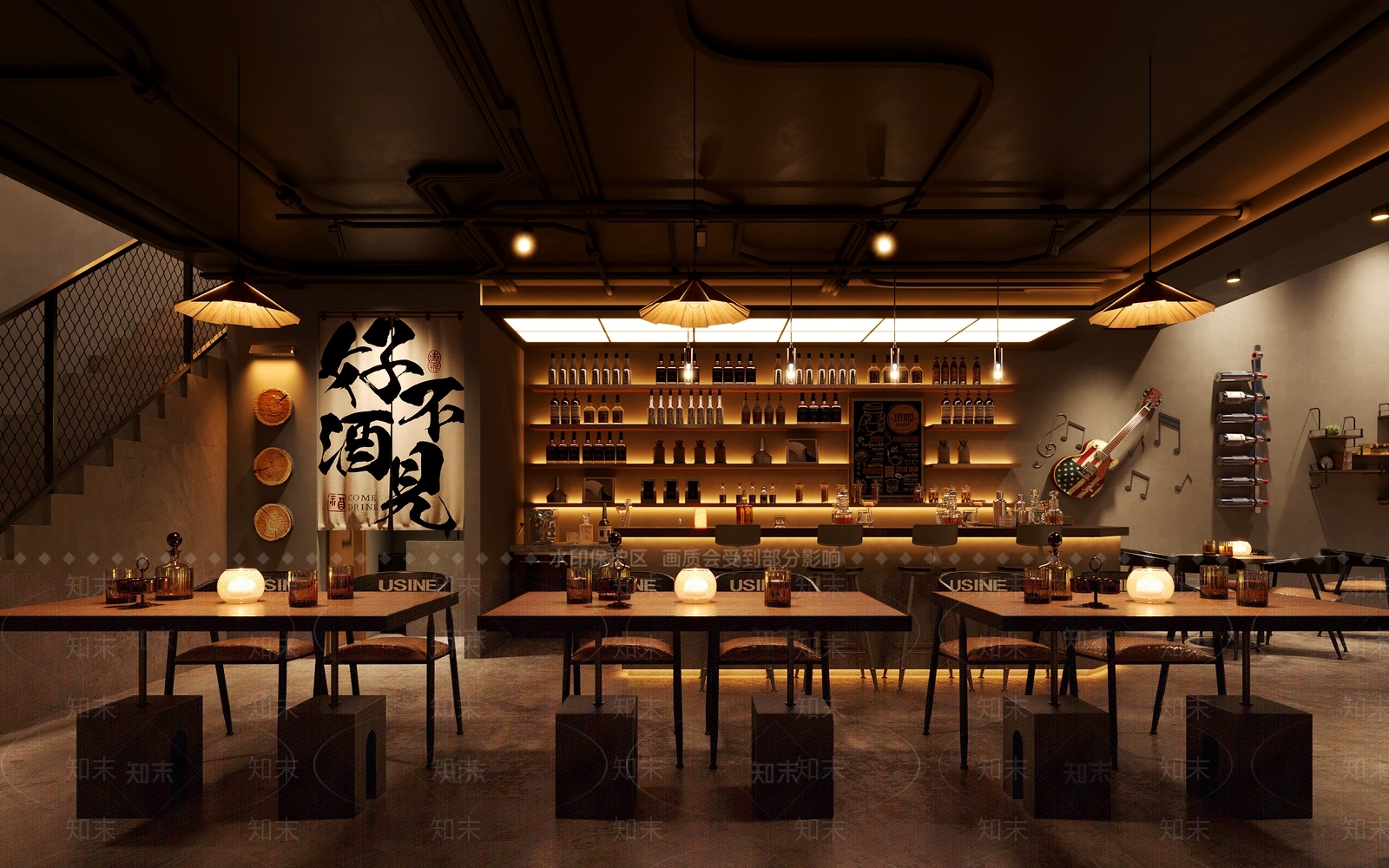 工业现代酒吧3D模型下载【ID:1203106422】