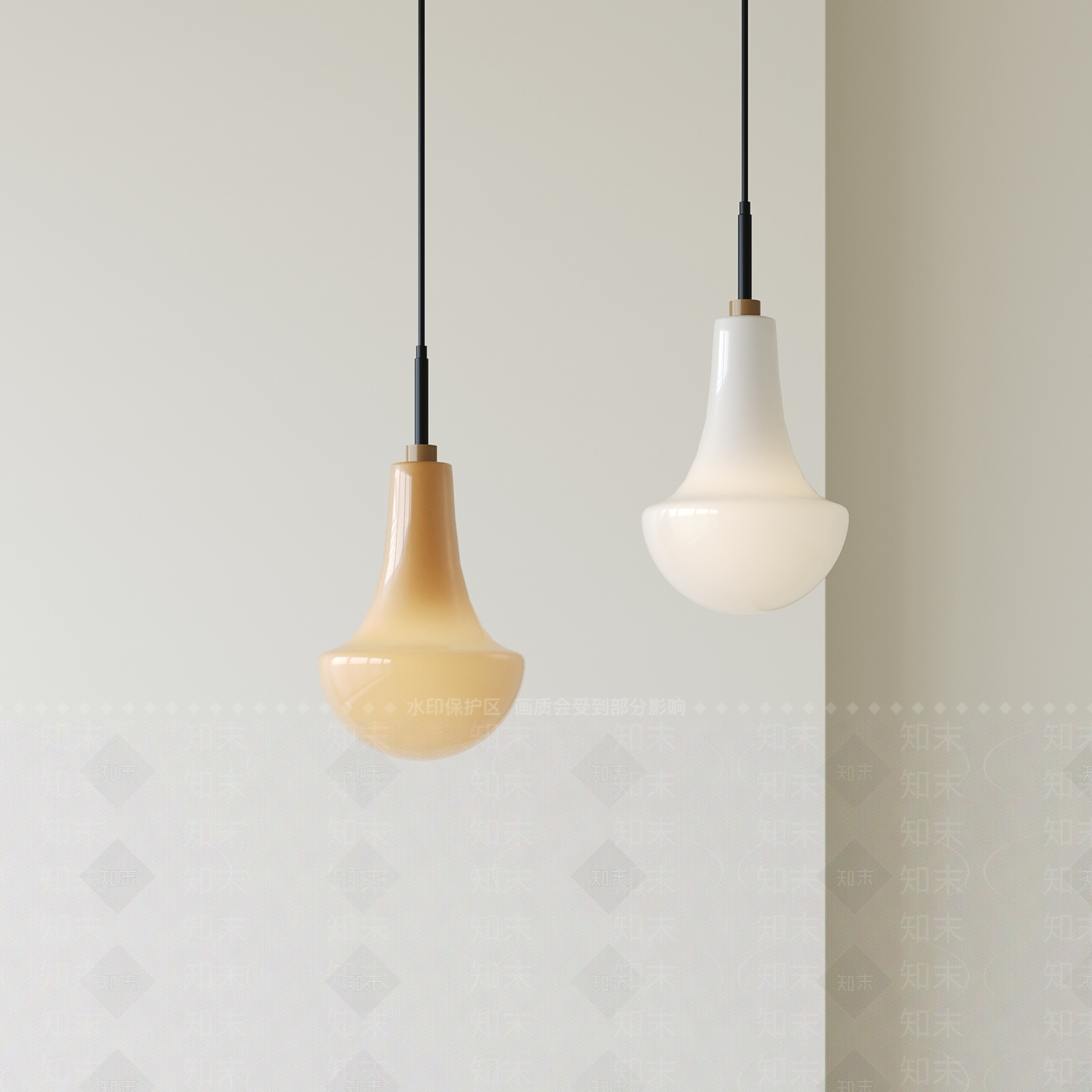 现代奶油小吊灯3D模型下载【ID:1203106671】