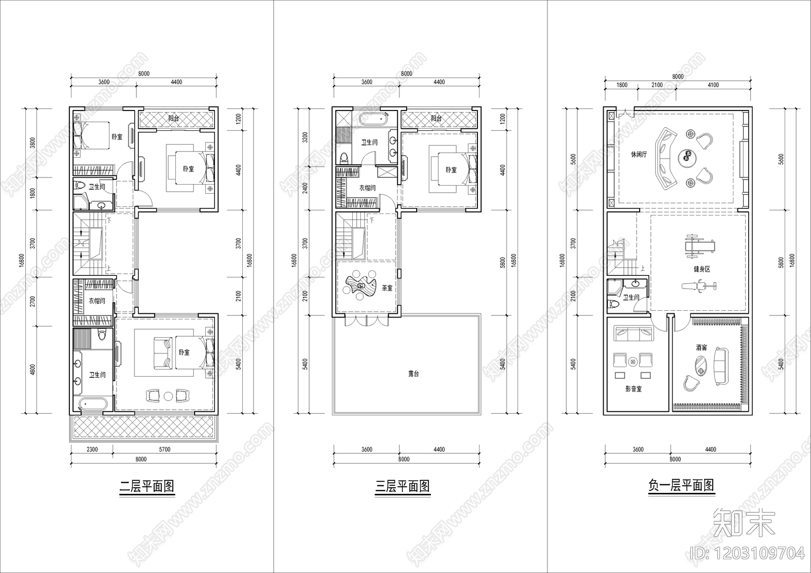 现代新中式别墅建筑cad施工图下载【ID:1203109704】