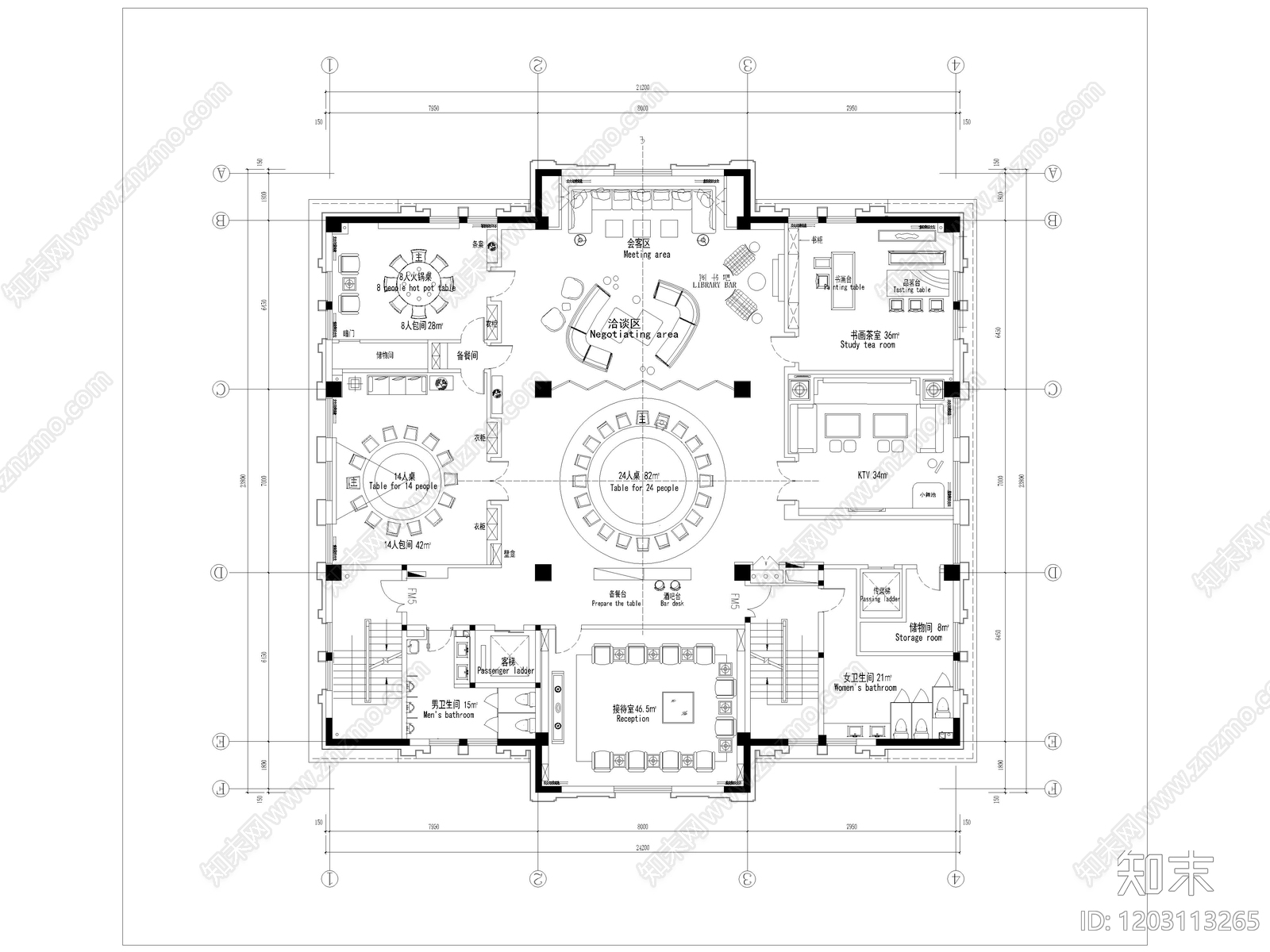 现代会所cad施工图下载【ID:1203113265】