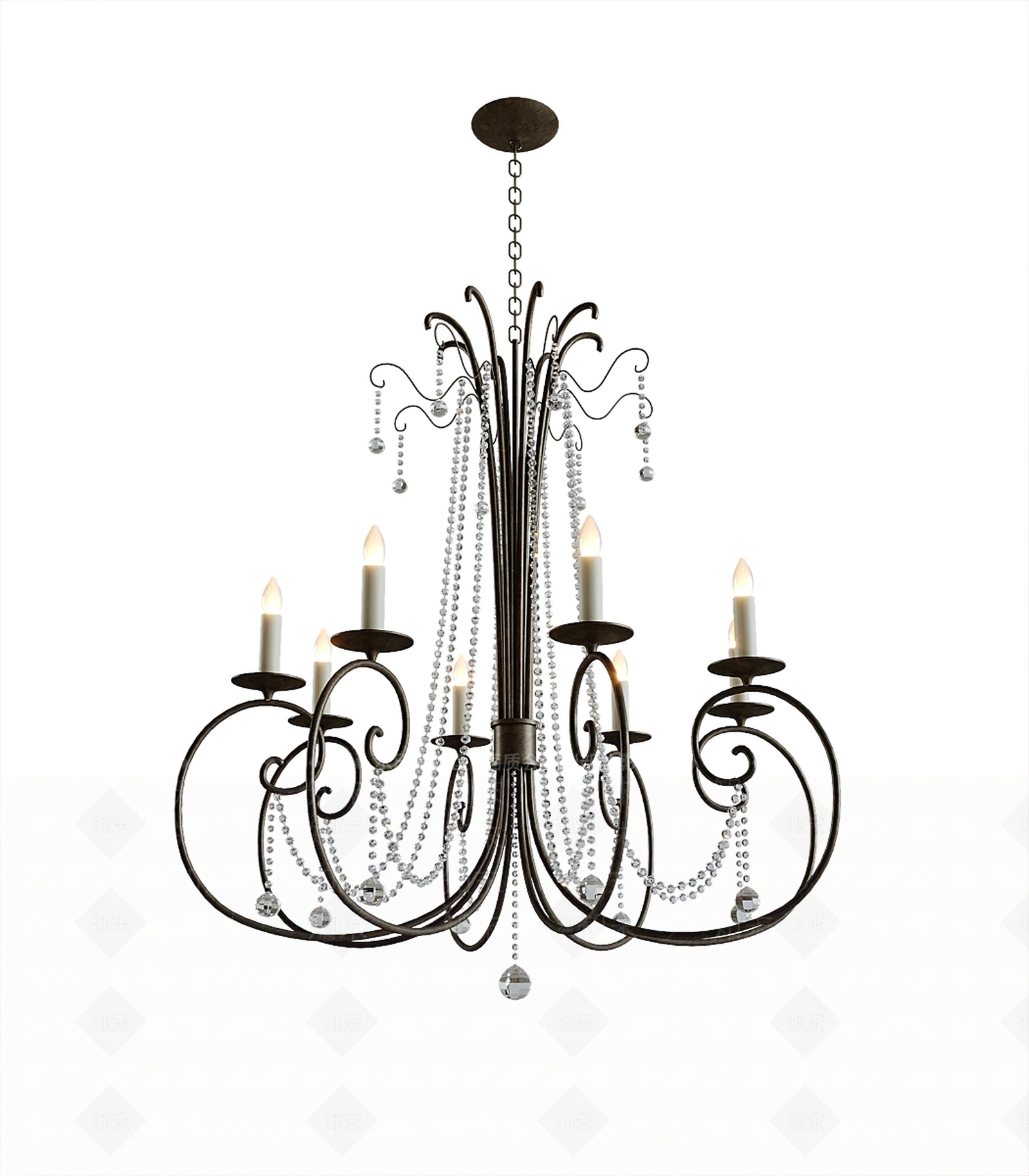 美式吊灯3D模型下载【ID:1203113220】