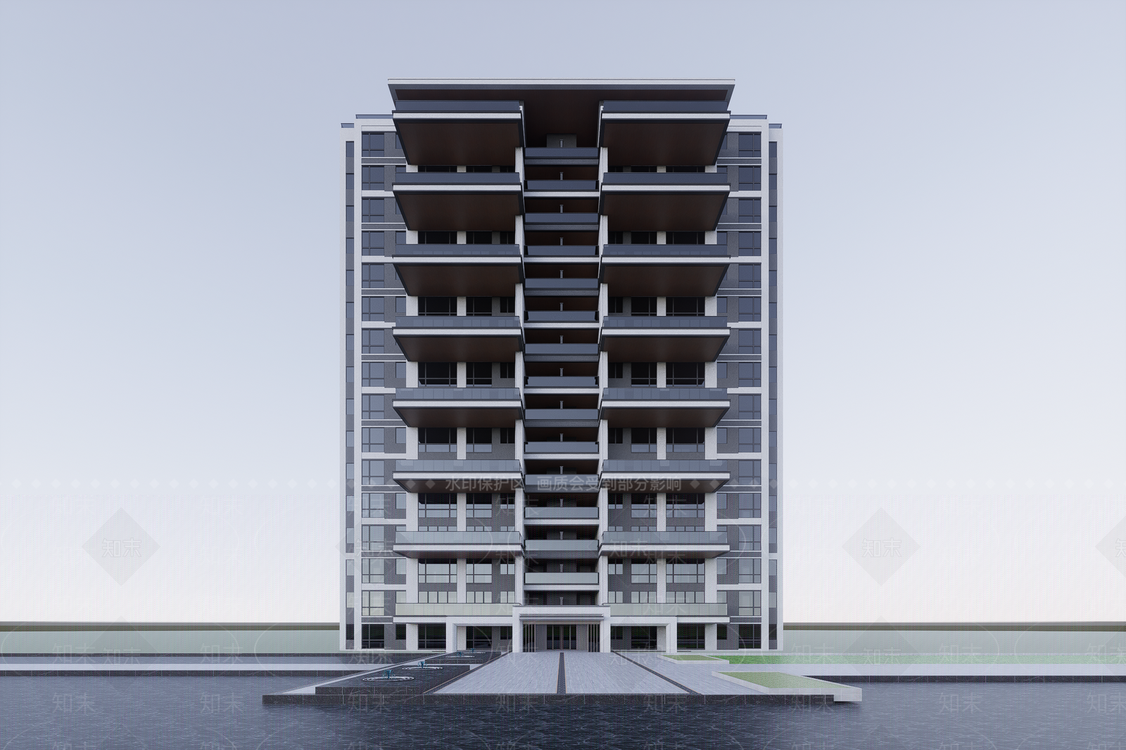 现代高层住宅SU模型下载【ID:1203114451】