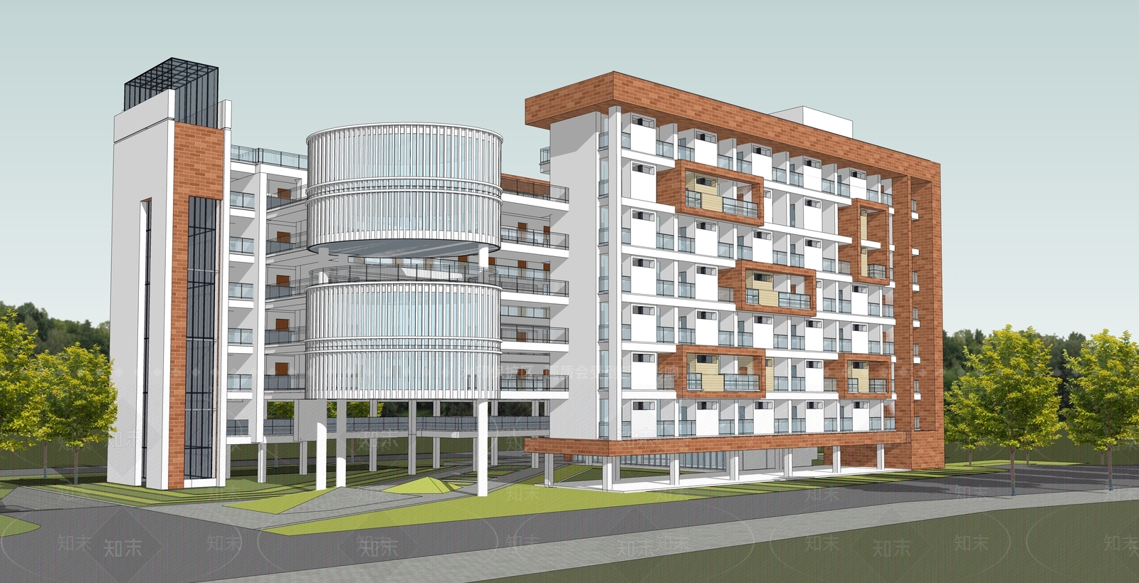 现代大学教学楼SU模型下载【ID:1203114878】