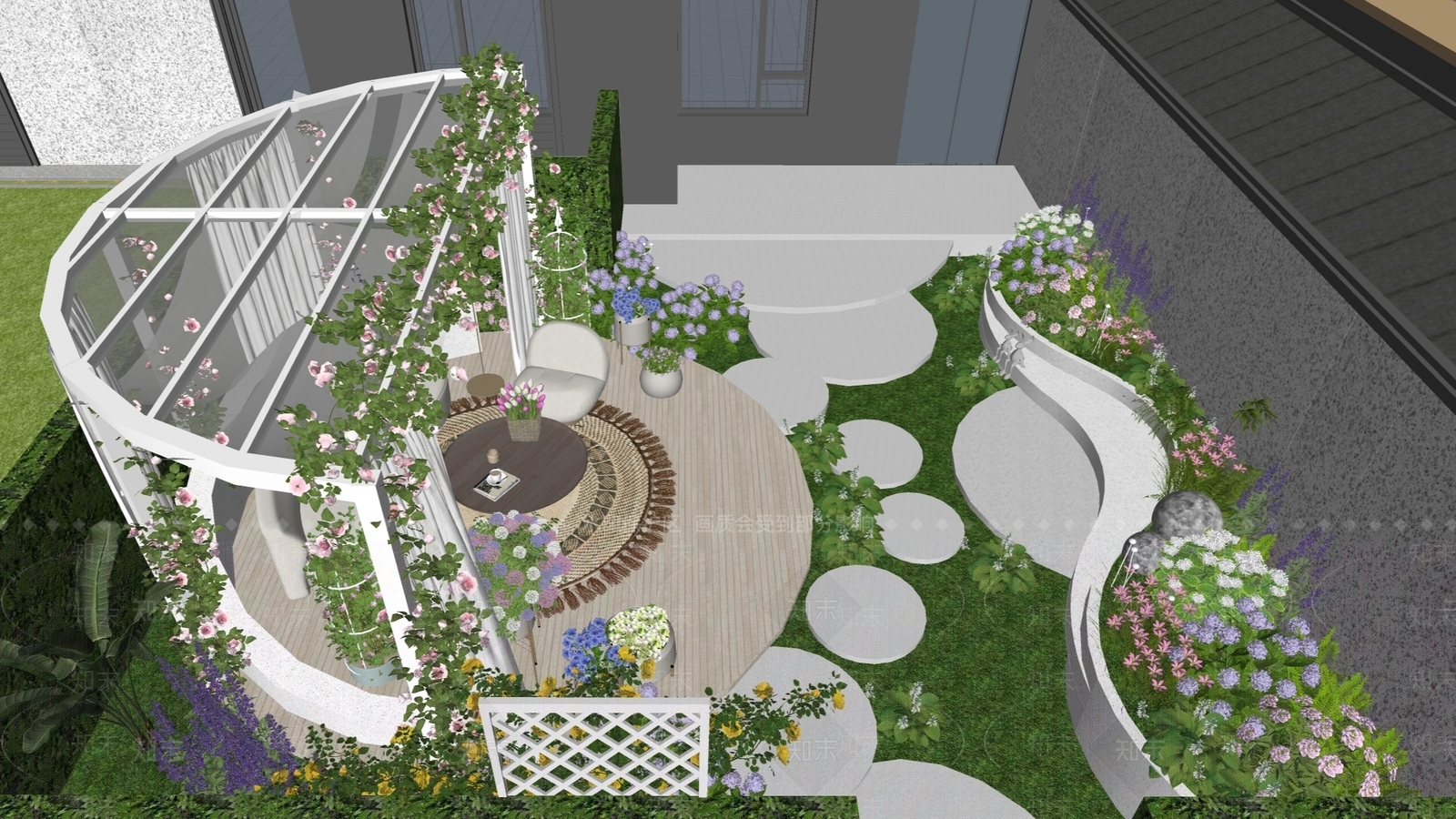 现代屋顶花园SU模型下载【ID:1203117512】