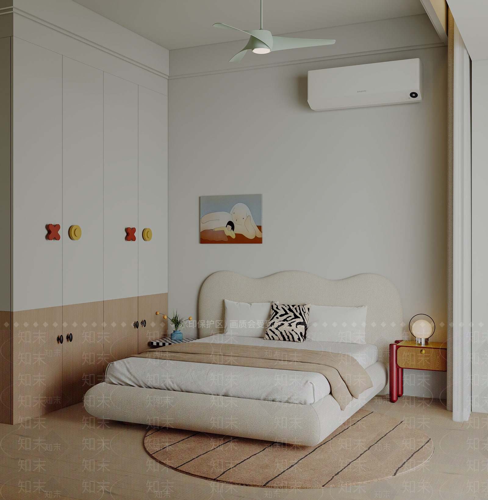 中古奶油通用儿童房3D模型下载【ID:1203117970】