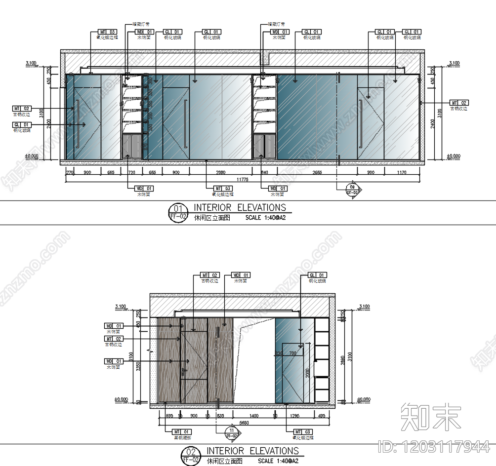 简约新中式独立办公室cad施工图下载【ID:1203117944】