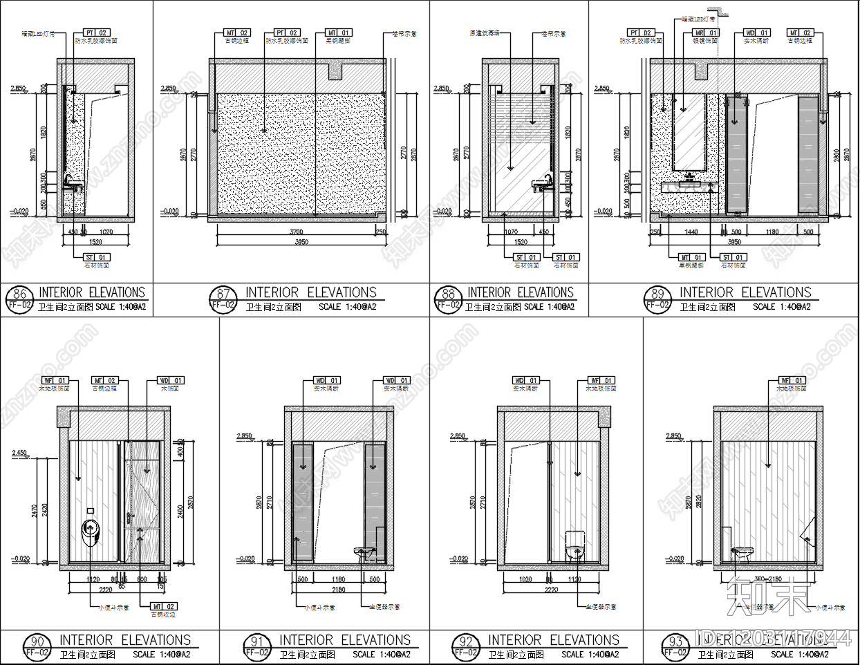 简约新中式独立办公室cad施工图下载【ID:1203117944】