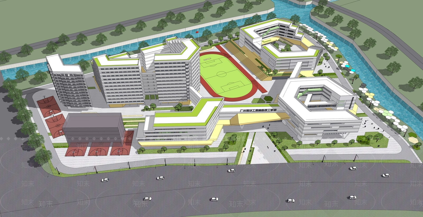 现代学校建筑SU模型下载【ID:1203118113】