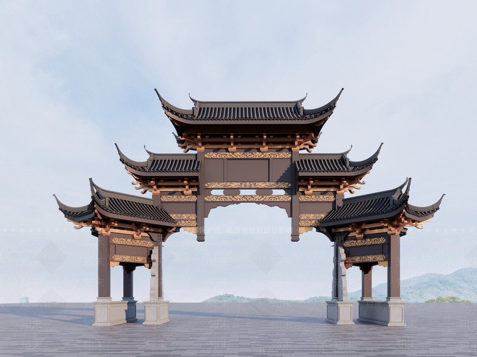 新中式现代小公建SU模型下载【ID:1203122266】