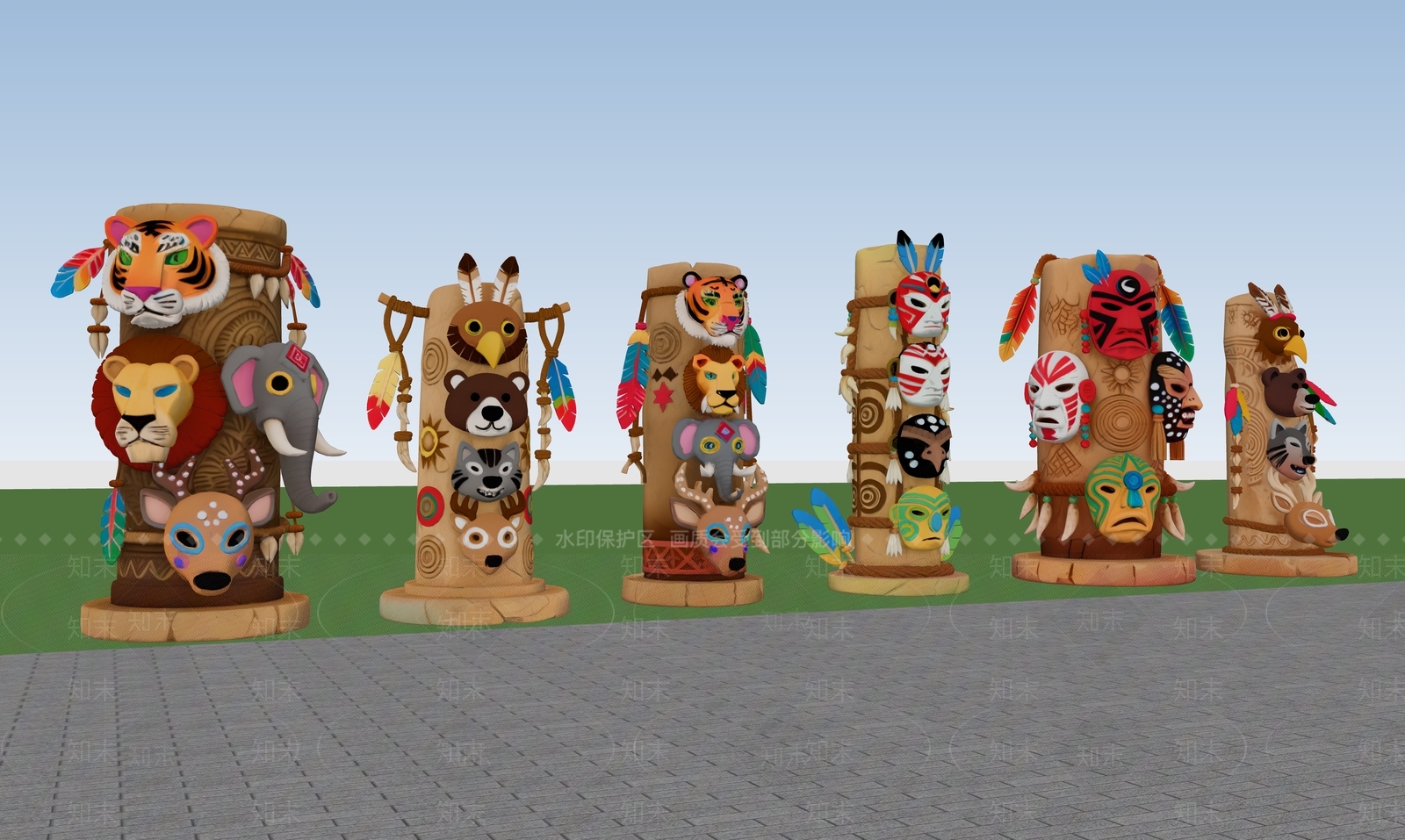 复古景观柱SU模型下载【ID:1203122610】