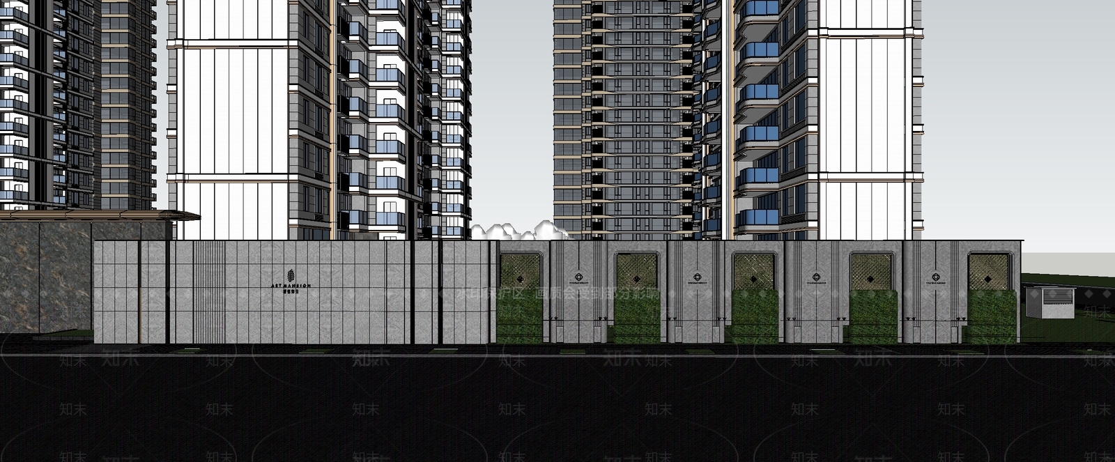 现代景墙SU模型下载【ID:1203124370】