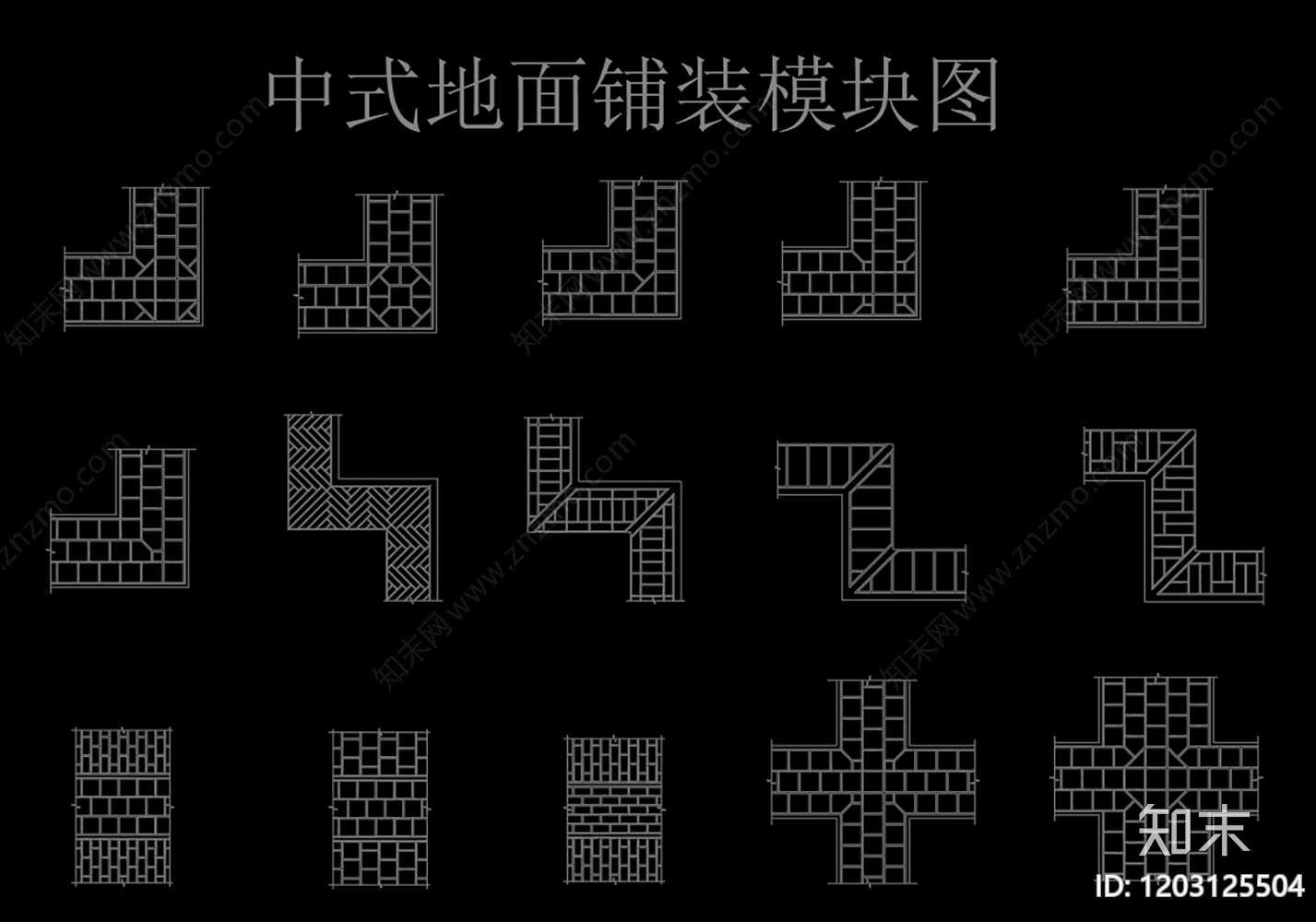 中式复古地面拼花cad施工图下载【ID:1203125504】
