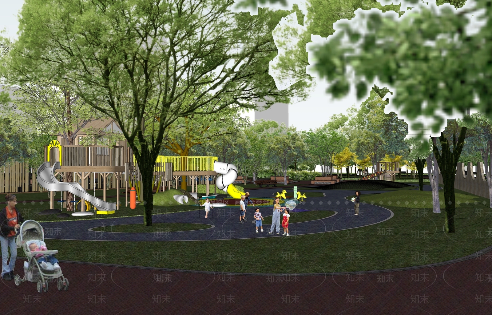 现代景观公园SU模型下载【ID:1203125973】
