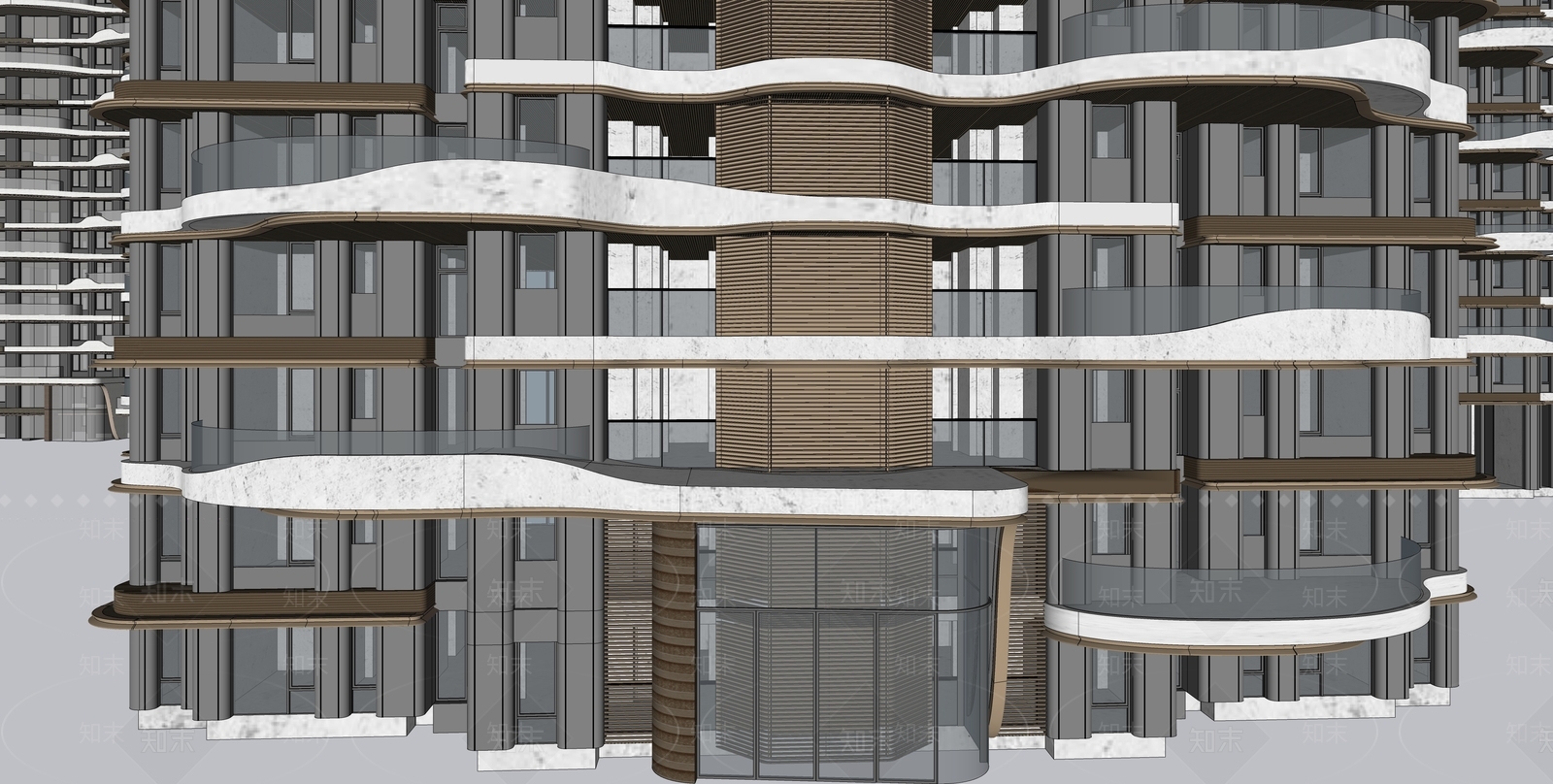 现代轻奢高层住宅SU模型下载【ID:1203127271】