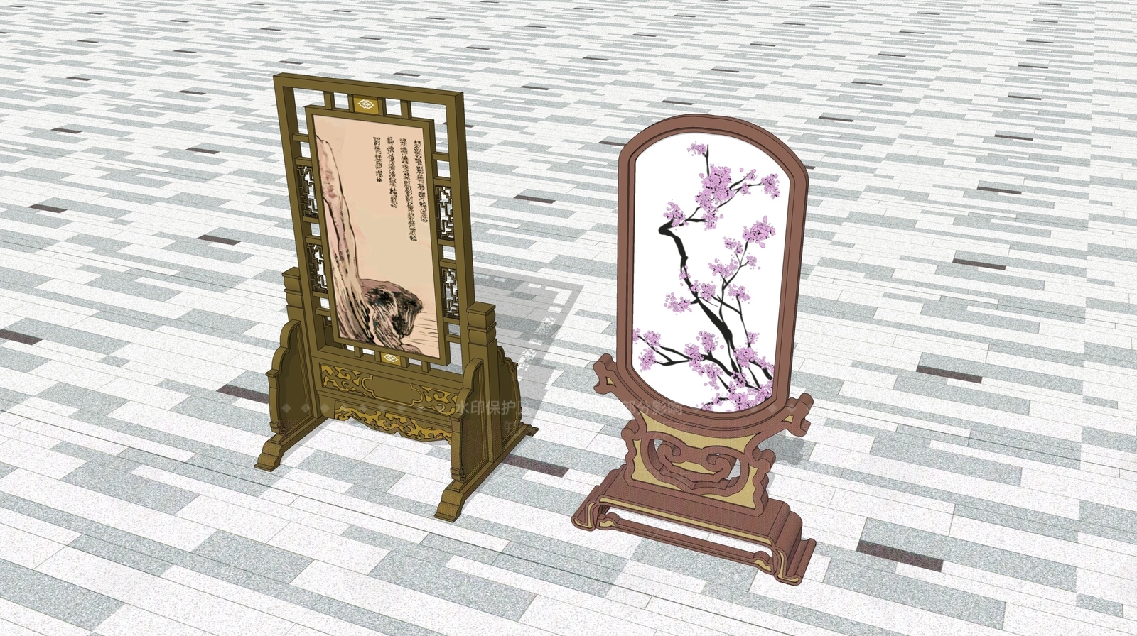 中式屏风SU模型下载【ID:1203127664】