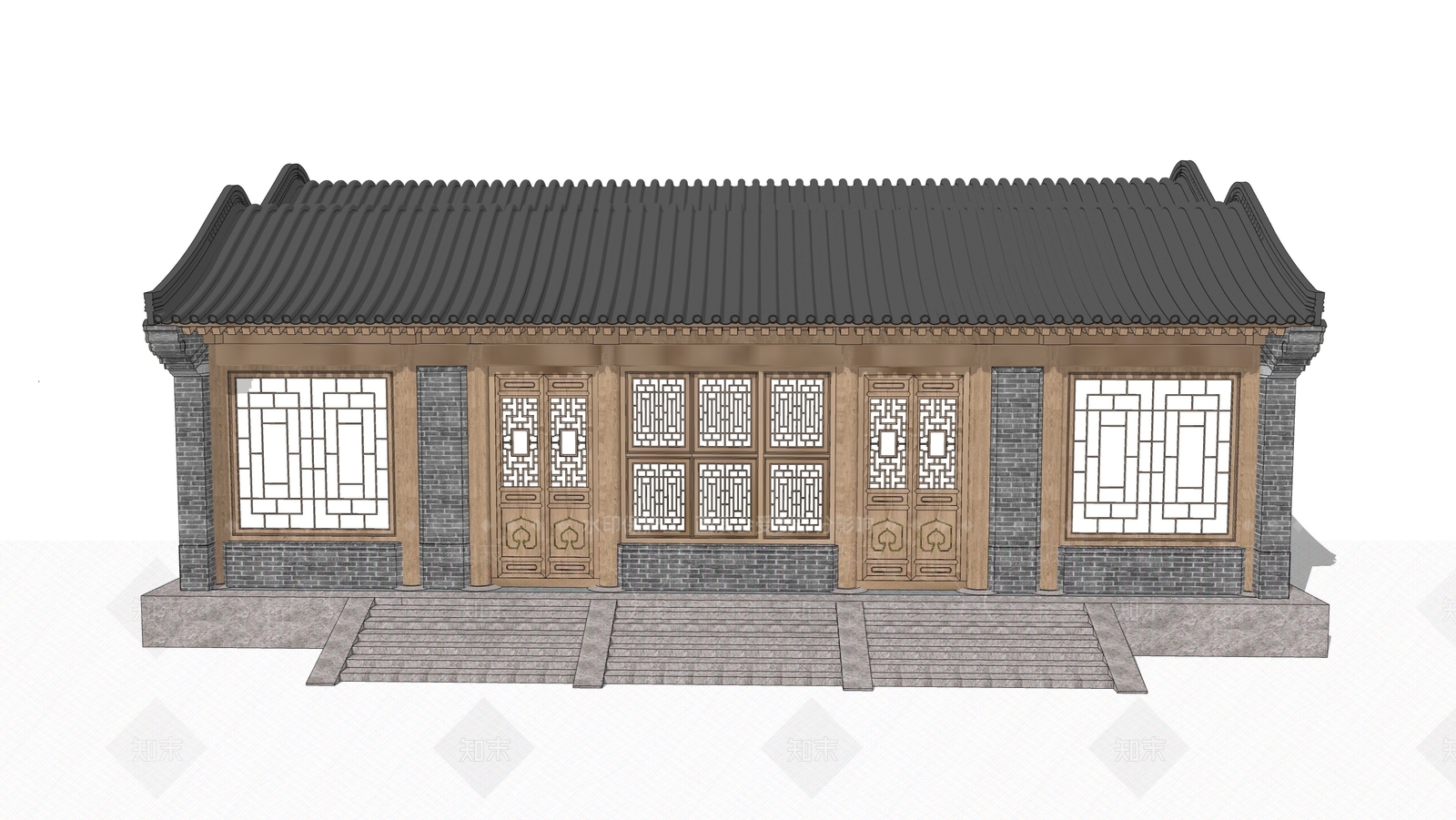 中式古建筑SU模型下载【ID:1203127751】