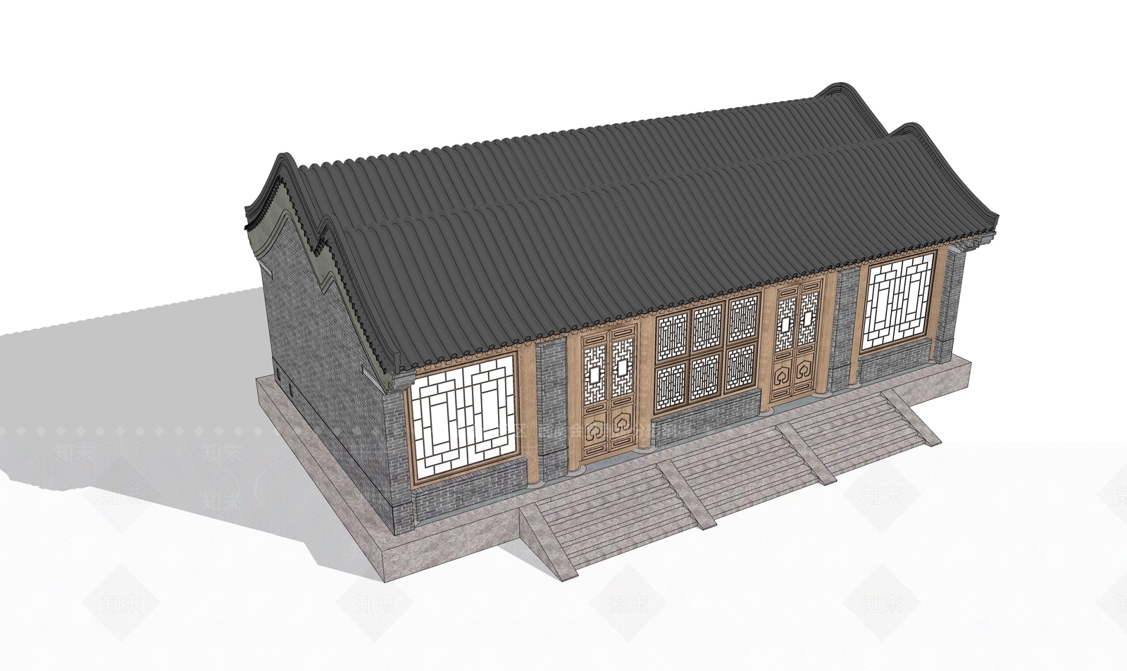 中式古建筑SU模型下载【ID:1203127751】