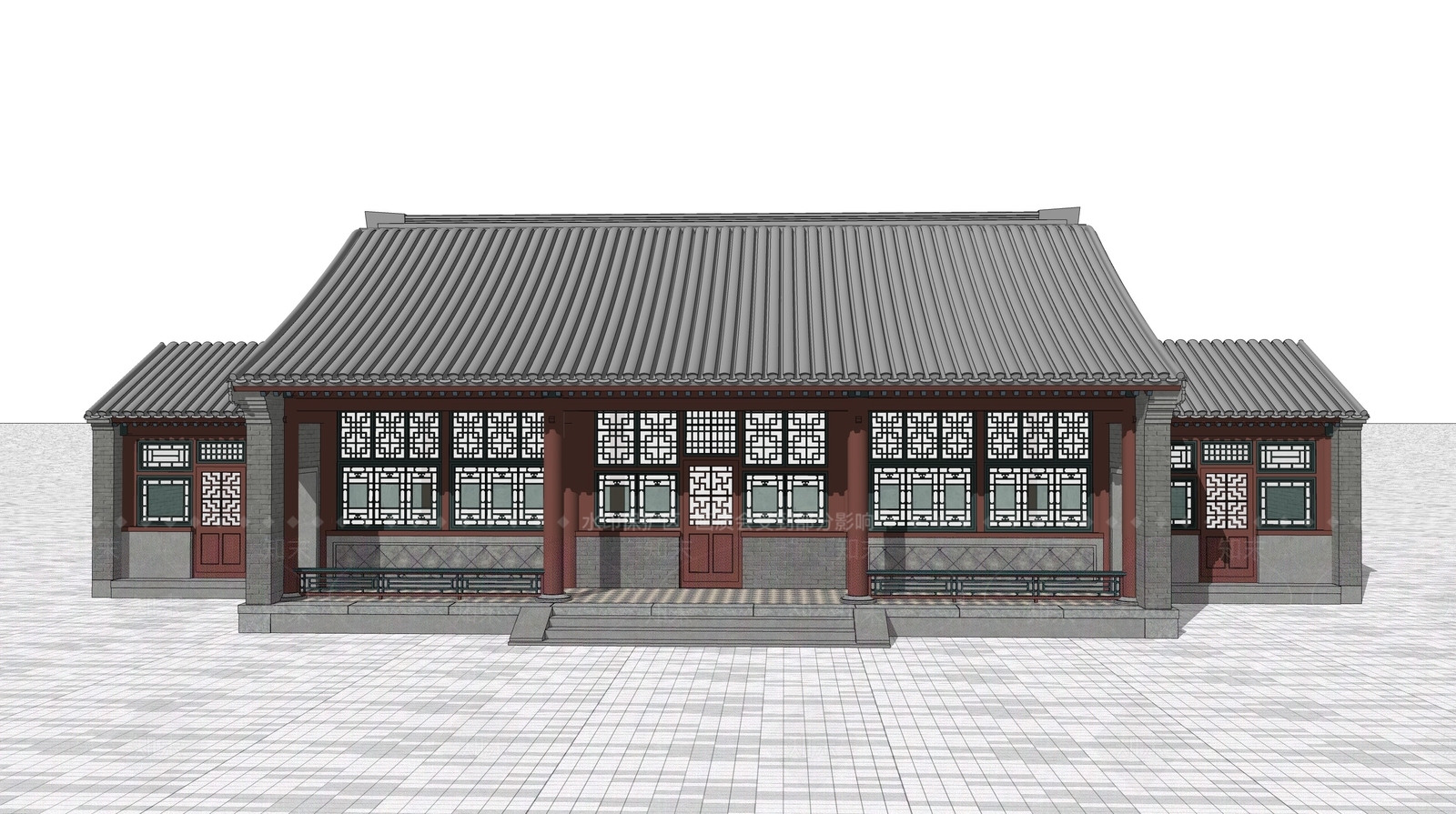 中式古建筑SU模型下载【ID:1203127889】