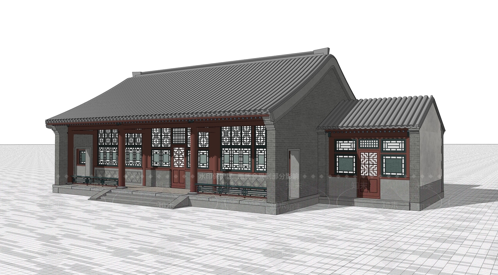 中式古建筑SU模型下载【ID:1203127889】