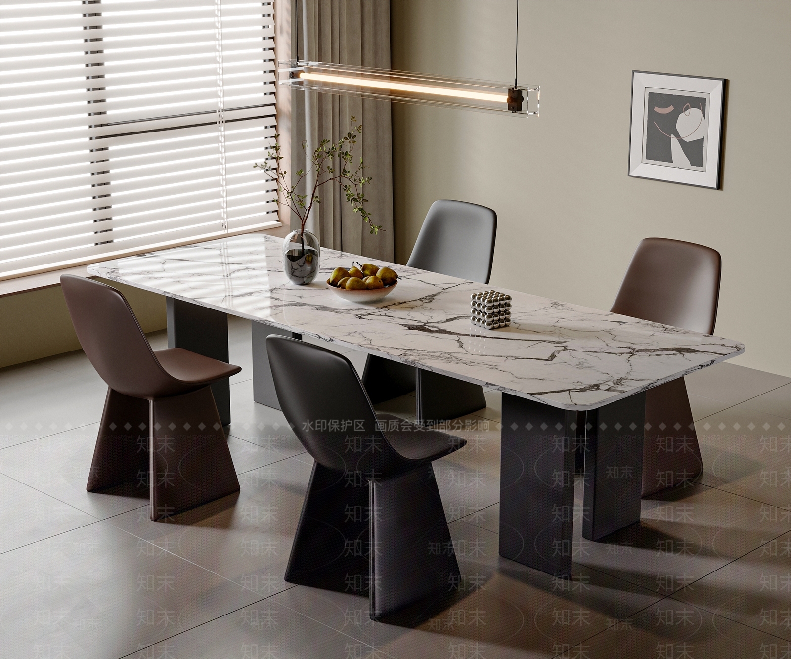 现代简约餐桌椅SU模型下载【ID:1203128149】