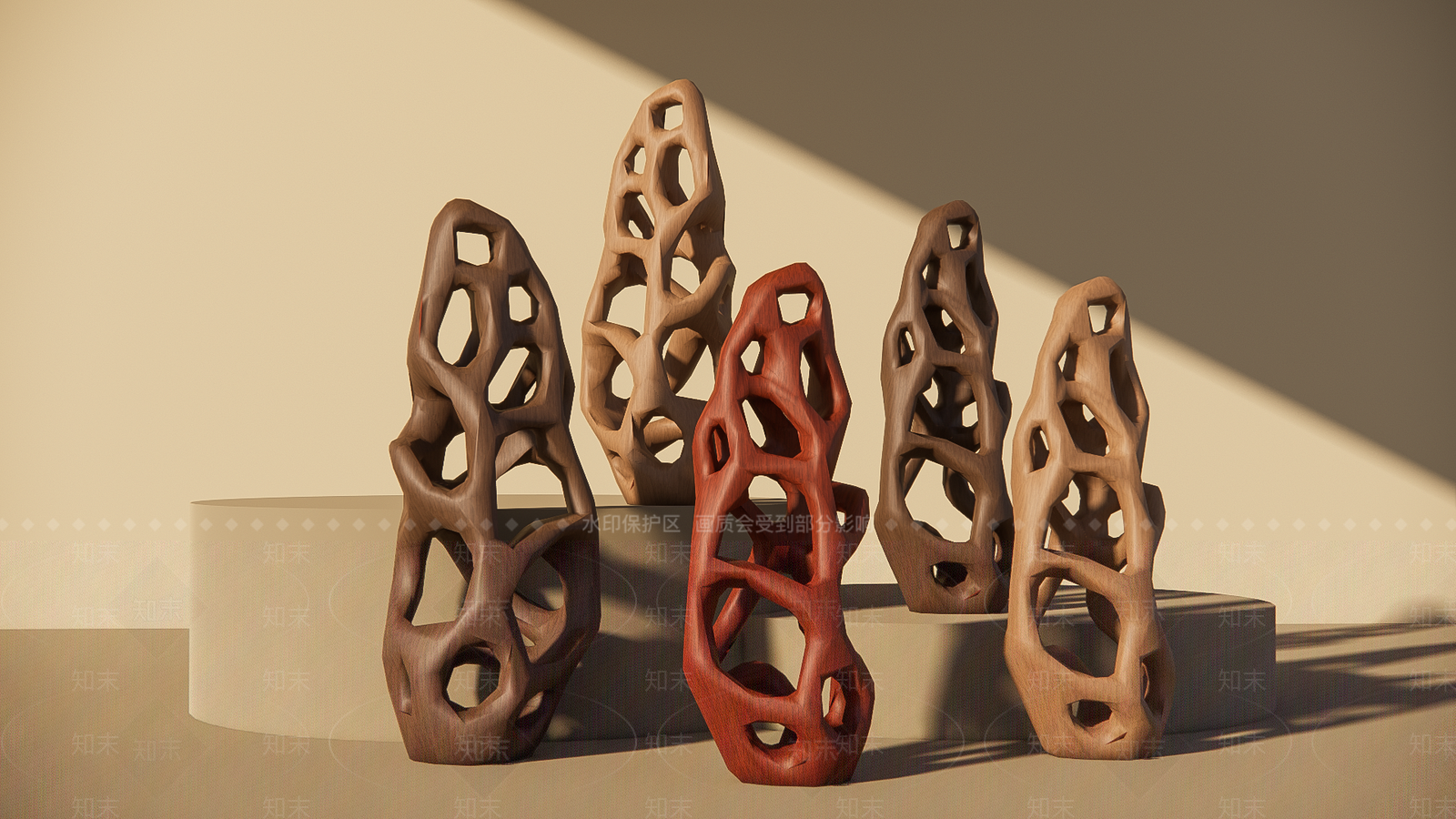 原木侘寂雕塑摆件SU模型下载【ID:1203131706】