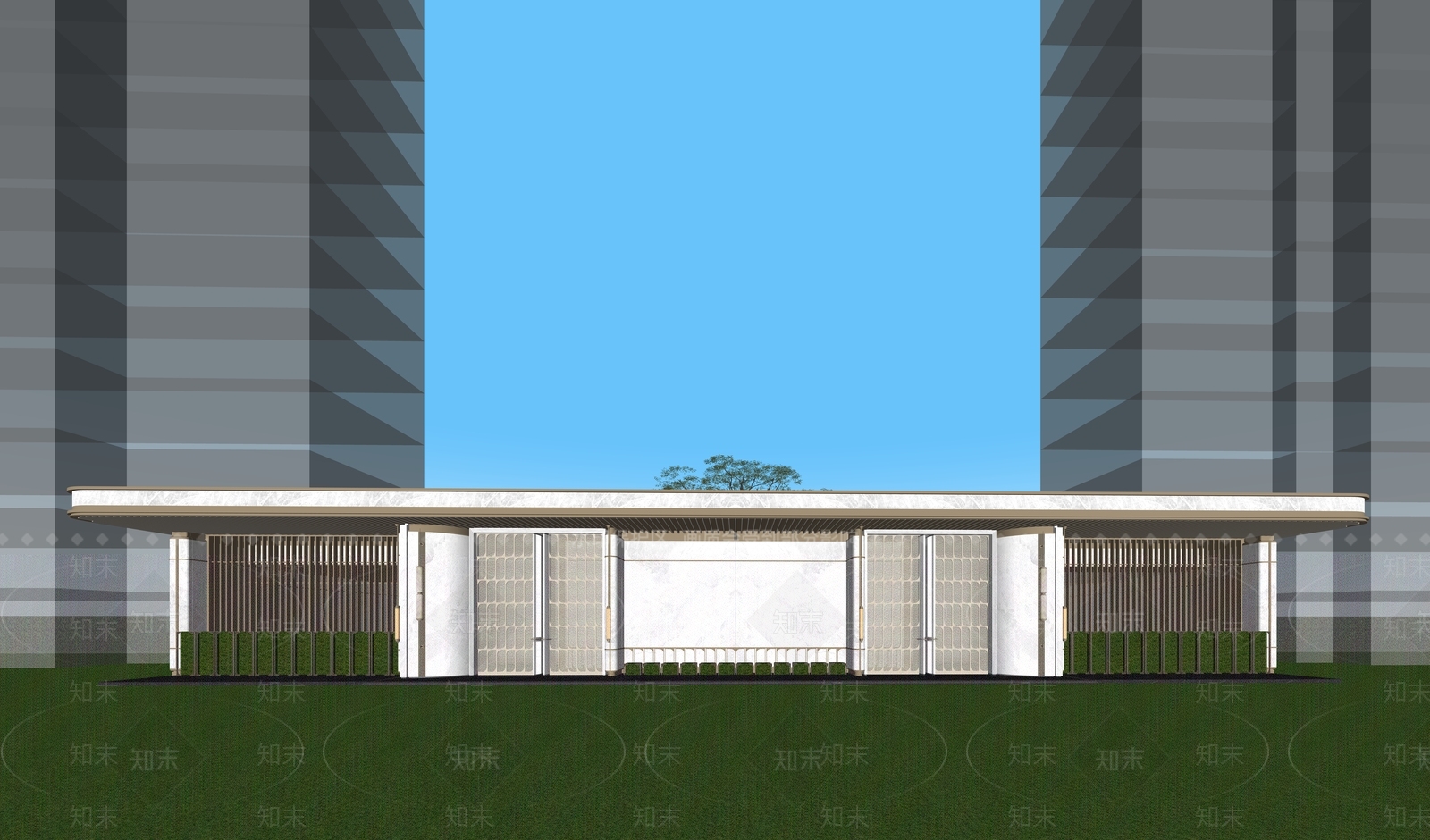 现代入口大门SU模型下载【ID:1203134900】
