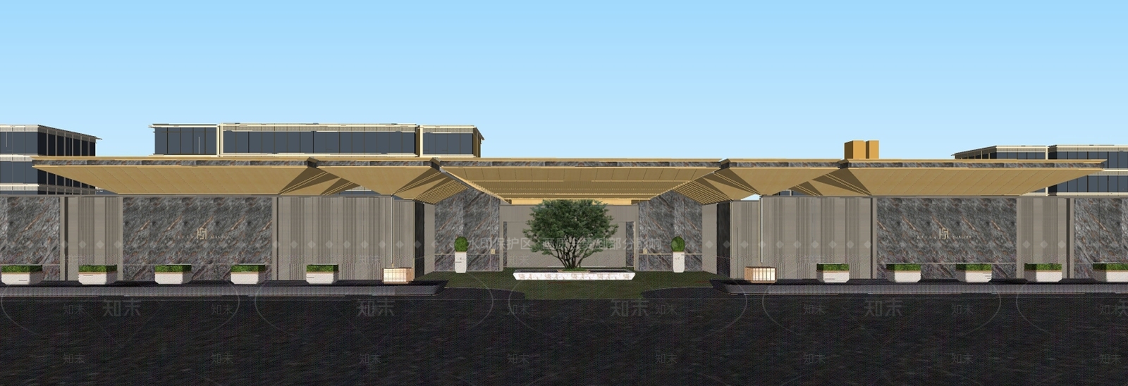现代新中式高层住宅SU模型下载【ID:1203134956】