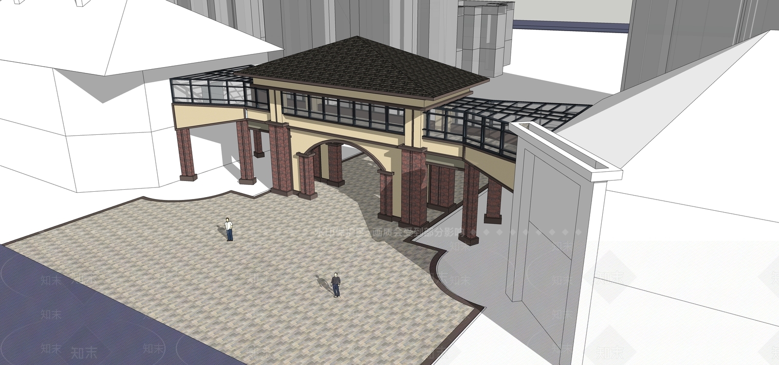 现代新中式门卫室SU模型下载【ID:1203137411】