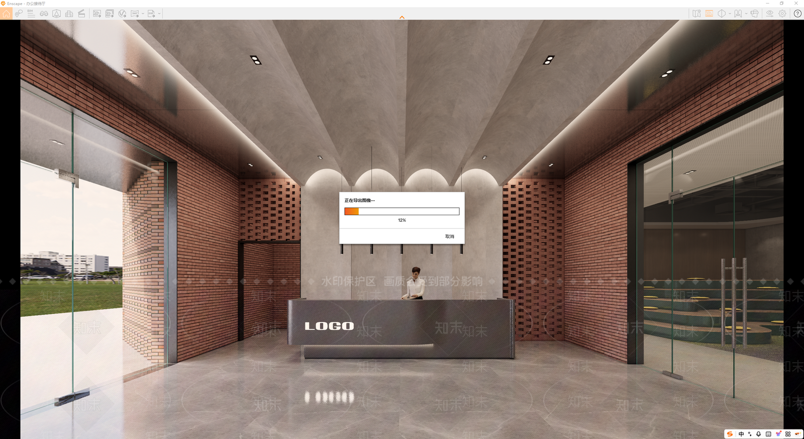 工业办公大堂SU模型下载【ID:1203138937】