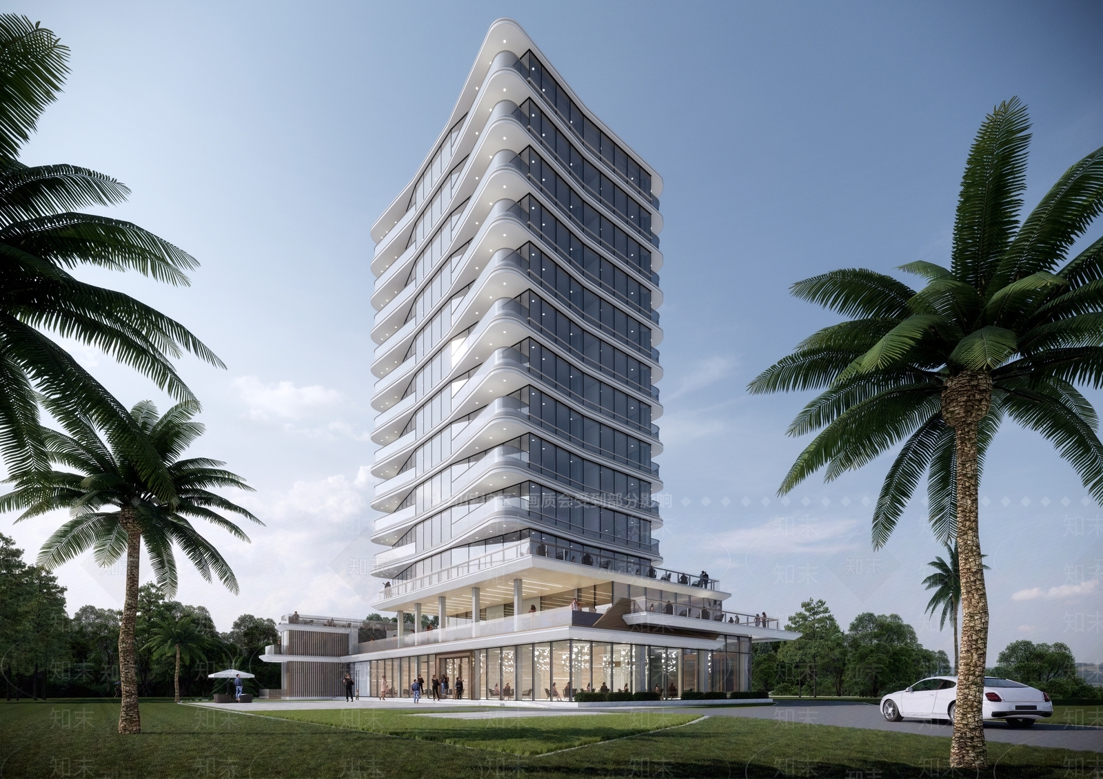 现代酒店建筑SU模型下载【ID:1203140269】