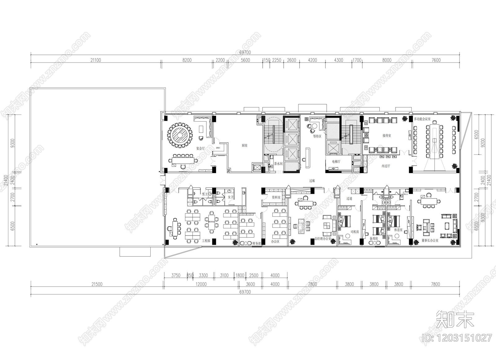 现代整体办公空间cad施工图下载【ID:1203151027】
