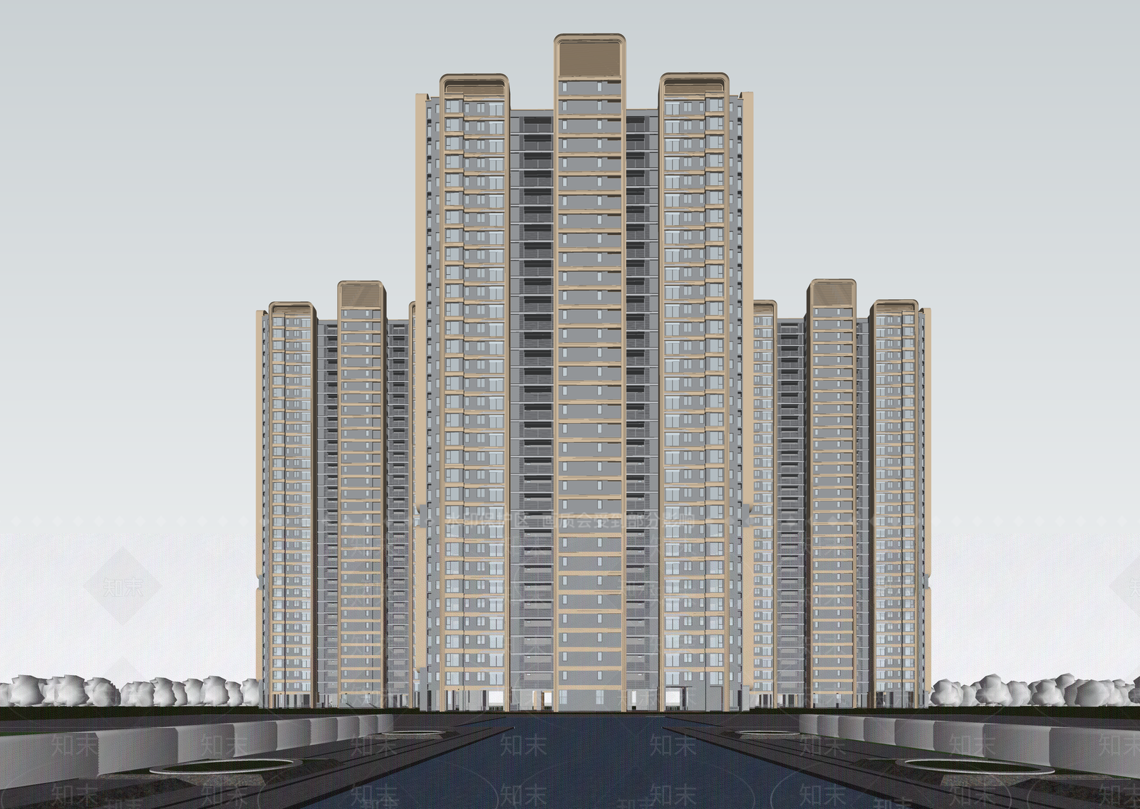 现代小区建筑SU模型下载【ID:1203144514】