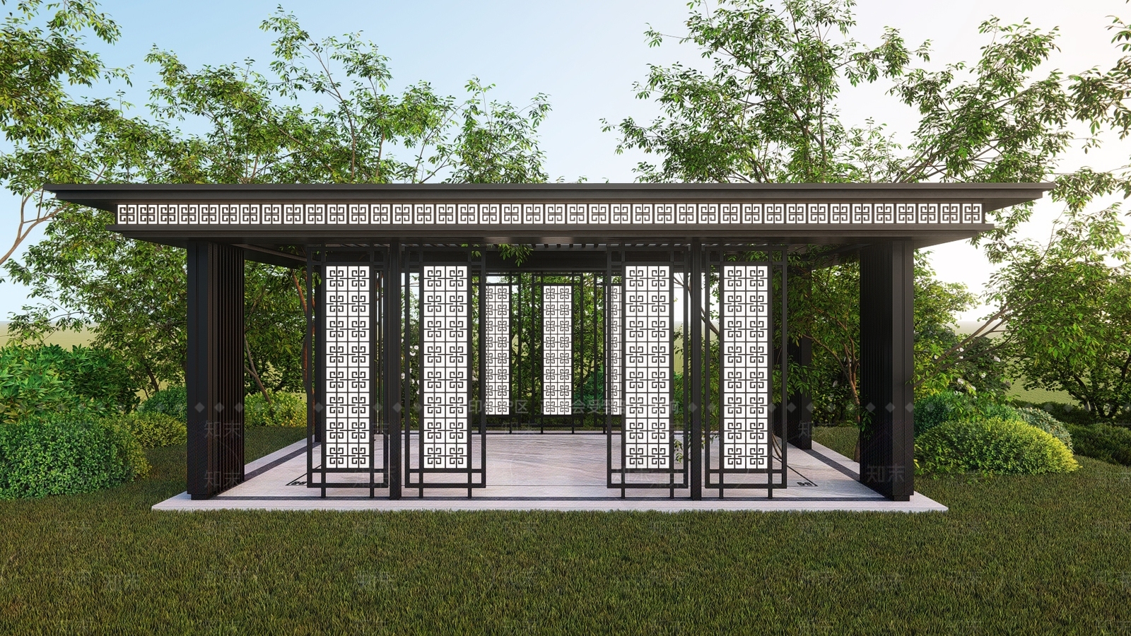 新中式中式亭子SU模型下载【ID:1203153586】