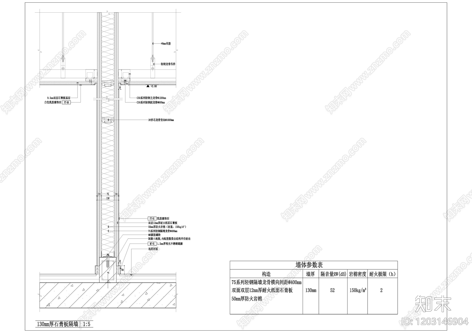隔音墙节点施工图下载【ID:1203146904】