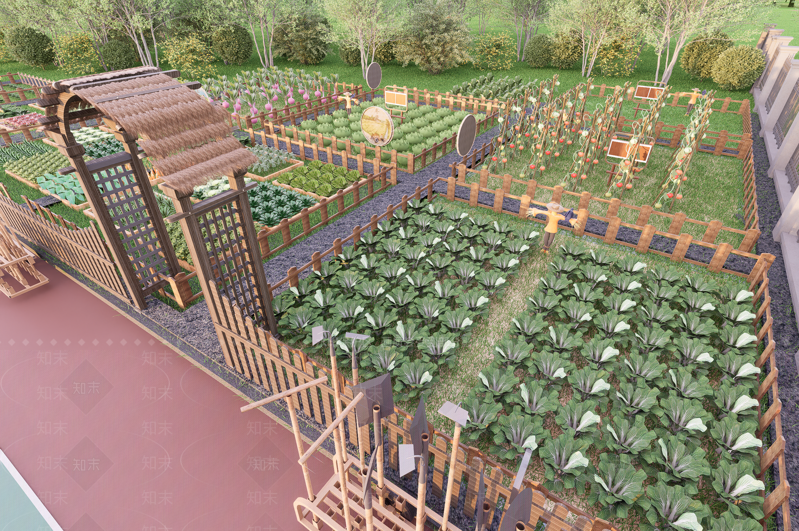 现代新中式别墅庭院SU模型下载【ID:1203152891】