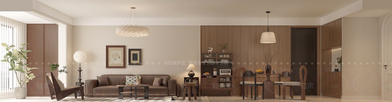 带玻璃门木质餐边柜餐边柜3D模型下载【ID:1227396466】