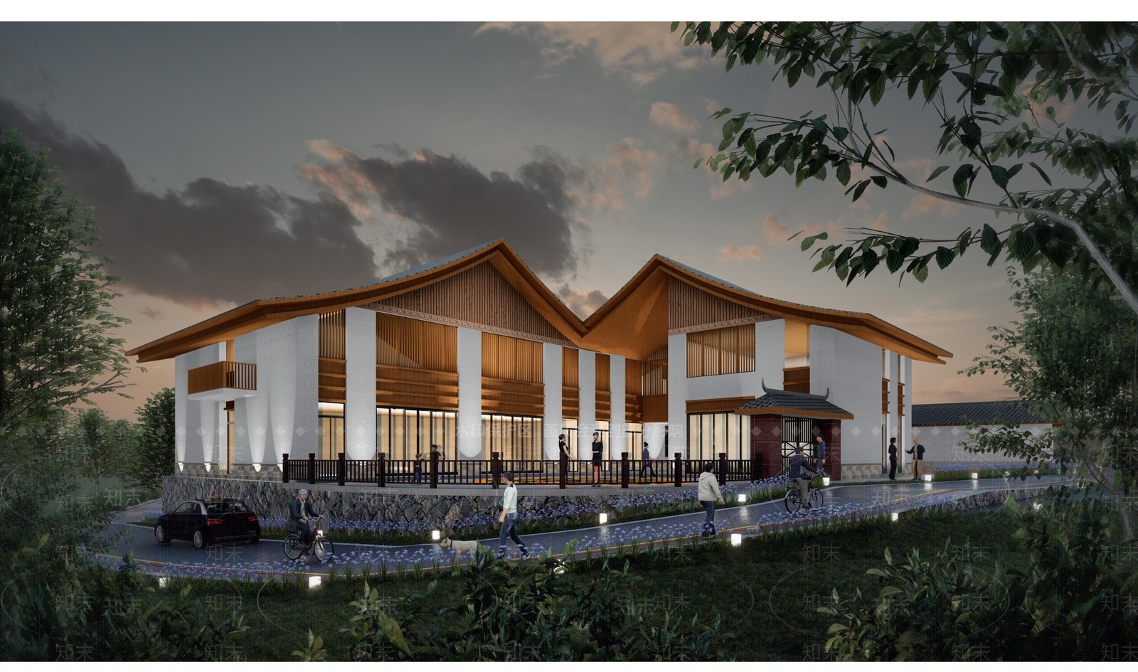现代新中式小公建SU模型下载【ID:1203259525】
